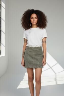 Free People Modern Femme Army Green Mini Skirt Size 0 Festival